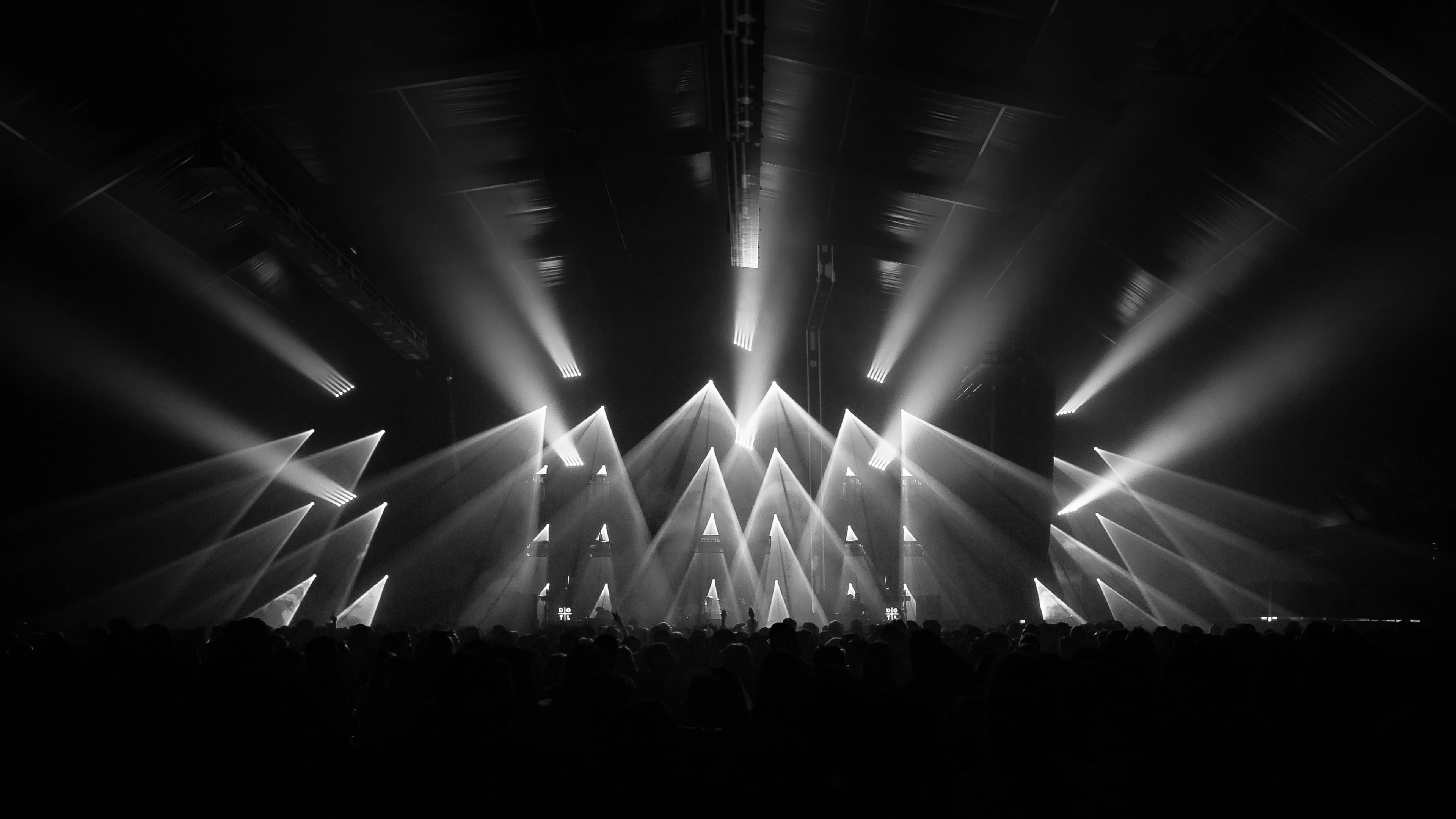 Spotlights on a stage